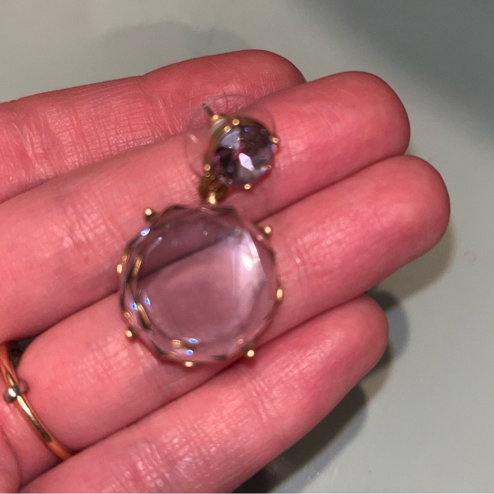 J. Crew Rose Gold and Lavender Crystal Drop Earrings - Picture 3 of 5
